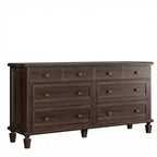 Cómoda de 8 cajones para dormitorio, cómoda vintage 59 con soporte para TV con tiradores tallados y patas cónicas, cómoda de madera con gran capacidad de almacenamiento