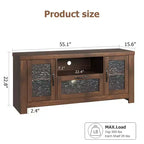 Mueble de TV de granja de 55" con puertas acrílicas onduladas, centro de entretenimiento para televisores de 55", estantes ajustables, capacidad de 300 lb