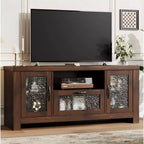 Mueble de TV de granja de 55" con puertas acrílicas onduladas, centro de entretenimiento para televisores de 55", estantes ajustables, capacidad de 300 lb