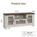 Mueble de TV de granja de 55" con puertas acrílicas onduladas, centro de entretenimiento para televisores de 55", estantes ajustables, capacidad de 300 lb