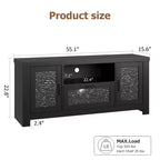 Mueble de TV de granja de 55" con puertas acrílicas onduladas, centro de entretenimiento para televisores de 55", estantes ajustables, capacidad de 300 lb