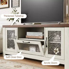 Mueble de TV de granja de 55" con puertas acrílicas onduladas, centro de entretenimiento para televisores de 55", estantes ajustables, capacidad de 300 lb
