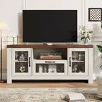 Mueble de TV de granja de 55" con puertas acrílicas onduladas, centro de entretenimiento para televisores de 55", estantes ajustables, capacidad de 300 lb