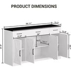 Aparador de granja con gabinete de almacenamiento, bufet de cocina grande de 55 pulgadas con 3 cajones, estación de café de madera para comedor y sala de estar