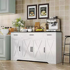 Farmhouse Sideboard Buffet Cabinet with Storage  55 Large Kitchen Buffet with 3 Drawers, Wood Coffee Bar Station for Dining Room & Living Room