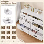 Cómoda de 7 cajones para dormitorio - Organizador de madera moderno con tiradores metálicos para sala de estar, armario, entrada