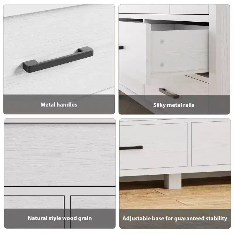 Cómoda de 7 cajones para dormitorio - Organizador de madera moderno con tiradores metálicos para sala de estar, armario, entrada