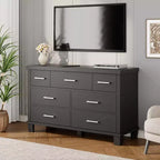 Cómoda de 7 cajones para dormitorio - Organizador de madera moderno con tiradores metálicos para sala de estar, armario, entrada