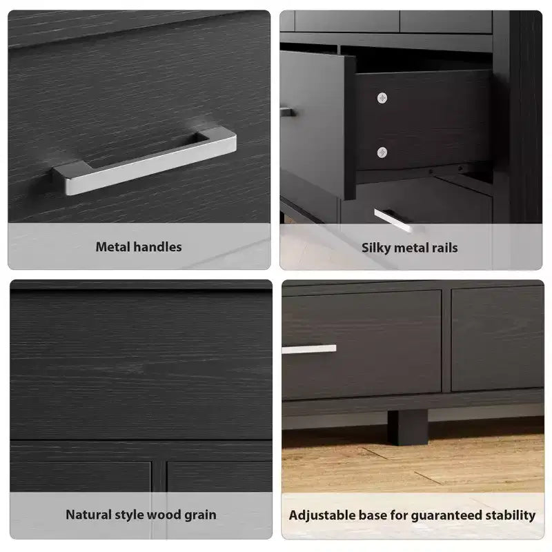 Cómoda de 7 cajones para dormitorio - Organizador de madera moderno con tiradores metálicos para sala de estar, armario, entrada