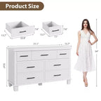 Cómoda de 7 cajones para dormitorio - Organizador de madera moderno con tiradores metálicos para sala de estar, armario, entrada