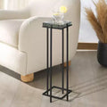 Mesa auxiliar de vidrio fundido, mesa auxiliar decorativa negra y transparente