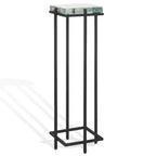 Mesa auxiliar de vidrio fundido, mesa auxiliar decorativa negra y transparente