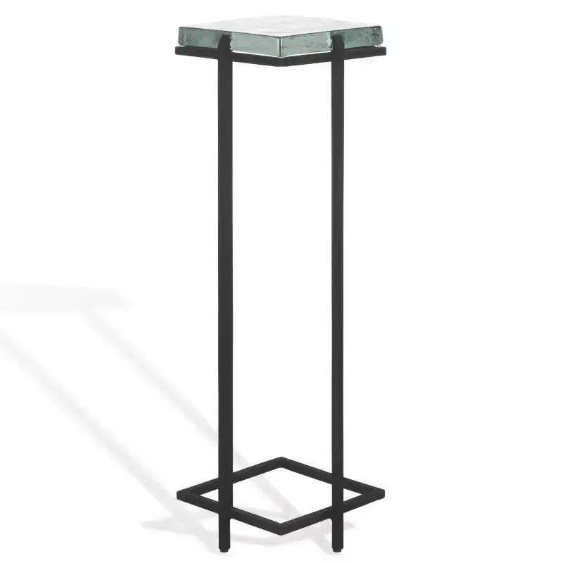 Mesa auxiliar de vidrio fundido, mesa auxiliar decorativa negra y transparente