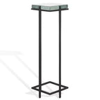 Mesa auxiliar de vidrio fundido, mesa auxiliar decorativa negra y transparente