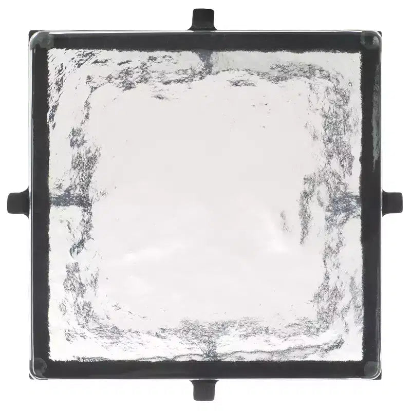 Mesa auxiliar de vidrio fundido, mesa auxiliar decorativa negra y transparente