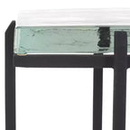 Mesa auxiliar de vidrio fundido, mesa auxiliar decorativa negra y transparente