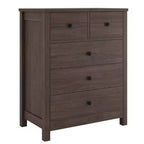 5 Drawer Wood Dresser with Deep Storage Drawers, Sturdy Entryway Cabinet with Round Handles for Bedroom Living Room Office