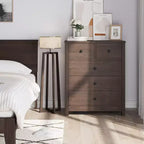 Cómoda de madera de 5 cajones con cajones de almacenamiento profundo, armario resistente con tiradores redondos para dormitorio, sala de estar, oficina