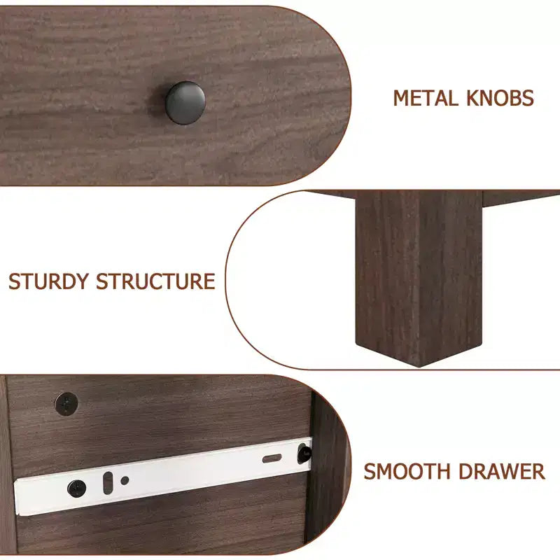 Cómoda de madera de 5 cajones con cajones de almacenamiento profundo, armario resistente con tiradores redondos para dormitorio, sala de estar, oficina