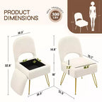Silla de tocador con almacenamiento y respaldo plegable, taburete de maquillaje