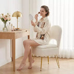 Silla de tocador con almacenamiento y respaldo plegable, taburete de maquillaje