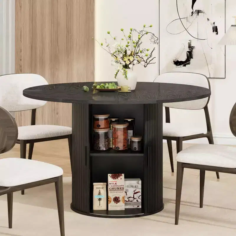 53.2" Carrito de cocina rodante de dos niveles con 4 estantes en la puerta y 3 cajones