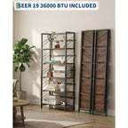 Estantería de esquina de 6 niveles, librería rústica alta de 180 cm para sala de estar, dormitorio y oficina