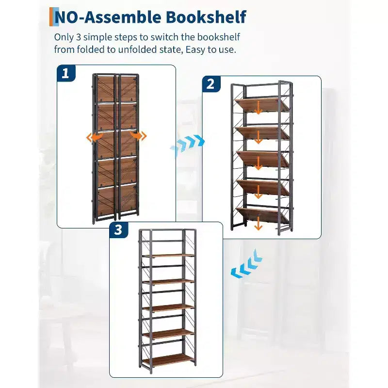 Estantería de esquina de 6 niveles, librería rústica alta de 180 cm para sala de estar, dormitorio y oficina