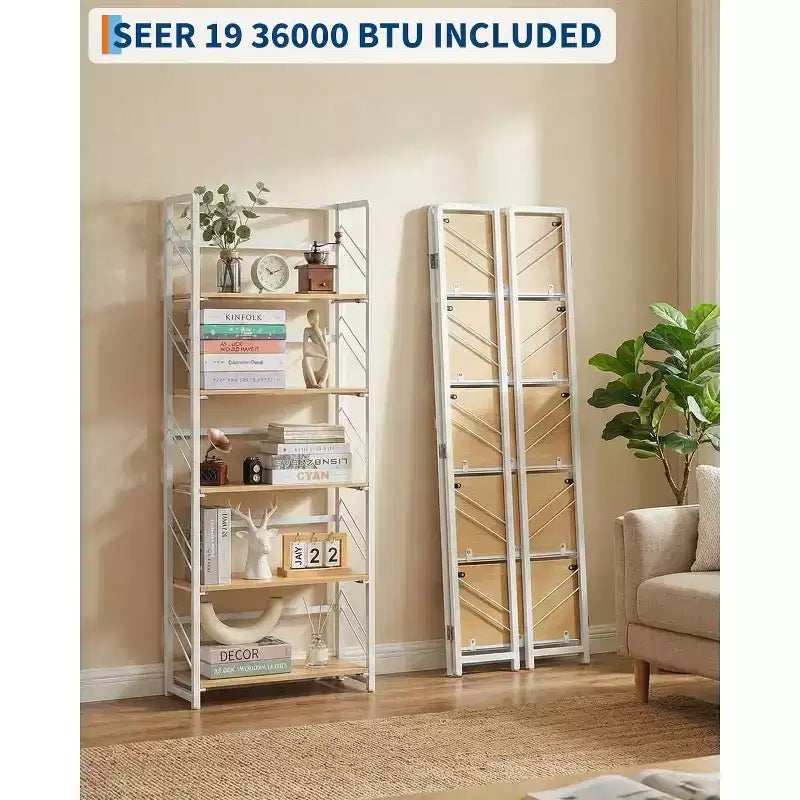 Estantería de esquina de 6 niveles, librería rústica alta de 180 cm para sala de estar, dormitorio y oficina