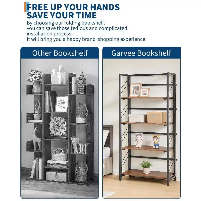 Estantería de esquina de 6 niveles, librería rústica alta de 180 cm para sala de estar, dormitorio y oficina