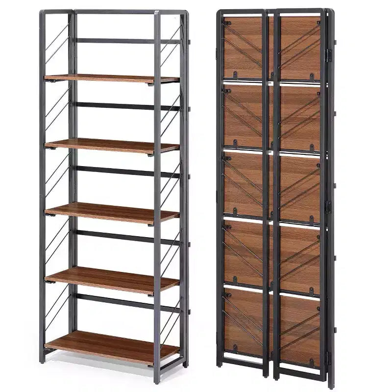 Estantería de esquina de 6 niveles, librería rústica alta de 180 cm para sala de estar, dormitorio y oficina