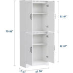 Alacena de Cocina Rústica, Armario de Almacenamiento Alto de Madera de 71" con 4 Puertas y Estantes Ajustables, Aparador para Comedor o Sala de Estar