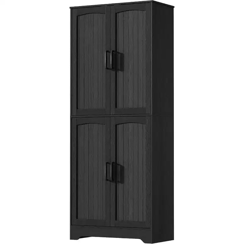 Alacena de Cocina Rústica, Armario de Almacenamiento Alto de Madera de 71" con 4 Puertas y Estantes Ajustables, Aparador para Comedor o Sala de Estar