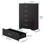 Cómodas de madera de 5 cajones para dormitorio, cómoda de madera con tiradores dorados para armario, mesita de noche moderna para el costado de la cama, gabinete organizador de almacenamiento