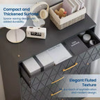 Cómodas de madera de 5 cajones para dormitorio, cómoda de madera con tiradores dorados para armario, mesita de noche moderna para el costado de la cama, gabinete organizador de almacenamiento