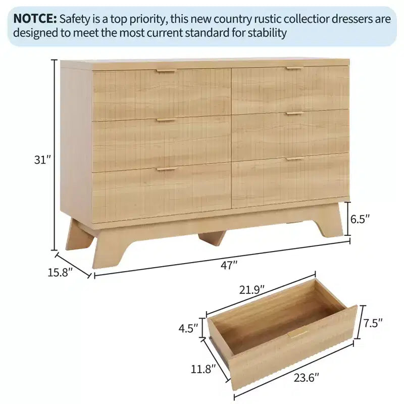 Cómoda de 6 Cajones de Alto Brillo con Asas de Metal, Gabinete de Almacenamiento con Espejo, Blanco