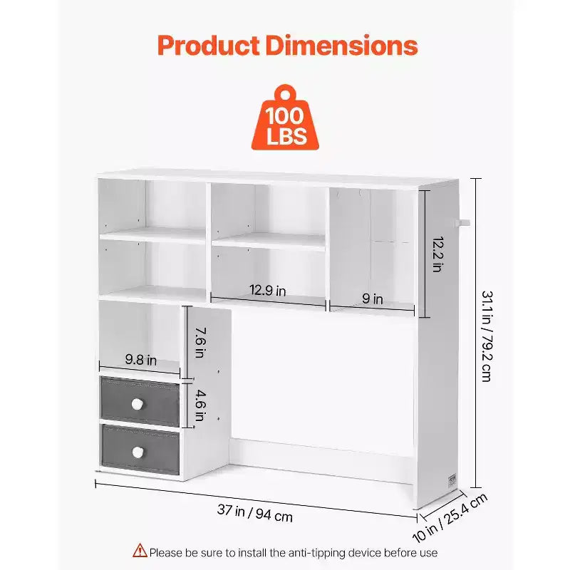 Estantería de escritorio, organizador de almacenamiento de escritorio de 3 niveles, estante de almacenamiento de oficina de 37 x 10 x 31.1, estante de exhibición de madera
