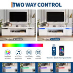 Mueble de TV de alto brillo para televisores de 75/80/85 pulgadas, centro de entretenimiento moderno con luces y estantes de cristal, consola multimedia para sala de estar y dormitorio