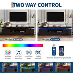 Mueble de TV de alto brillo para televisores de 75/80/85 pulgadas, centro de entretenimiento moderno con luces y estantes de cristal, consola multimedia para sala de estar y dormitorio