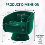 Sillón giratorio de acento de mediados de siglo, tapizado en verde, 360, con forma de barril y almohada lumbar