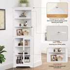 Mueble esquinero independiente con puertas de cristal - Estantería alta - Estantes ajustables - Almacenamiento moderno que ahorra espacio