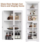 Mueble esquinero independiente con puertas de cristal - Estantería alta - Estantes ajustables - Almacenamiento moderno que ahorra espacio