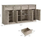 Aparador bufé de 62.4 pulgadas, armario de café grande con 4 puertas y 4 cajones, armario de almacenamiento moderno con estantes ajustables, estación de barra de café de madera