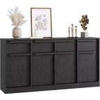 62.4 Sideboard Buffet Cabinet, Large Coffee Cabinet with 4 Doors & 4 Drawers, Modern Storage Cabinet with Adjustable Shelves,Wood Coffee Bar Station