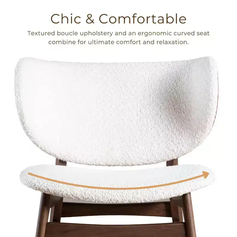 Sillón Orejero Acentuado de Bouclé Moderno de Mediados de Siglo, Patas de Nogal