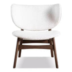 Sillón Orejero Acentuado de Bouclé Moderno de Mediados de Siglo, Patas de Nogal