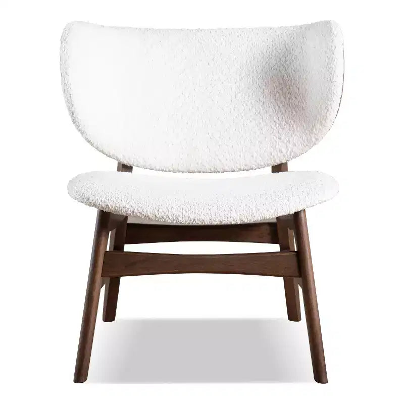Sillón Orejero Acentuado de Bouclé Moderno de Mediados de Siglo, Patas de Nogal