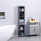 Mueble de almacenamiento de baño independiente, torre de lino alta con 3 estantes y cajón