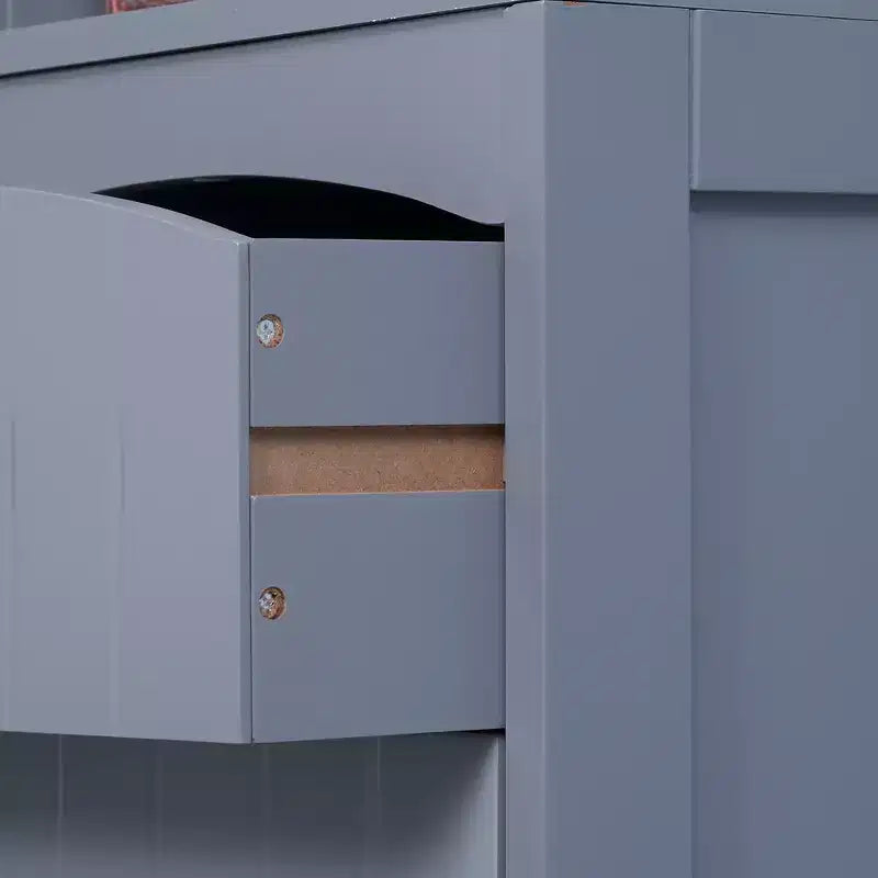 Mueble de almacenamiento de baño independiente, torre de lino alta con 3 estantes y cajón