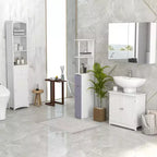 Mueble de almacenamiento de baño independiente, torre de lino alta con 3 estantes y cajón
